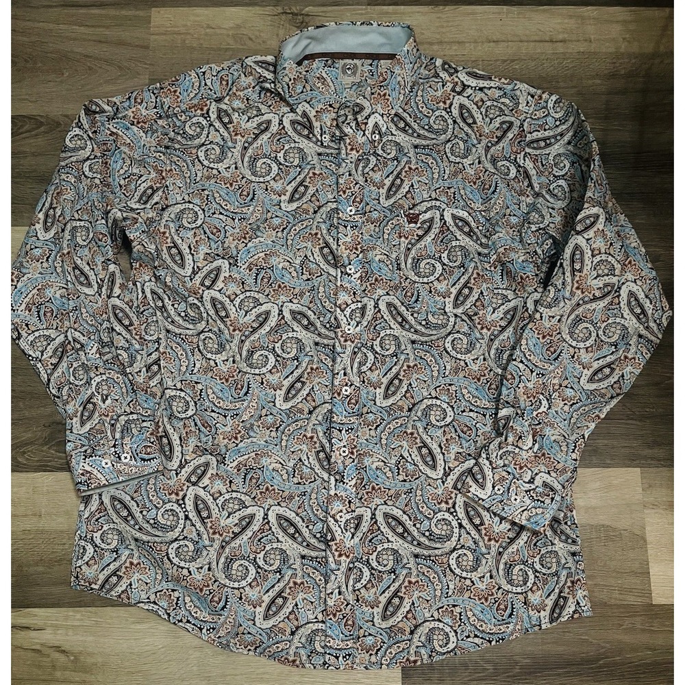 Cinch Men's Paisley Print Button Down Shirt Size XXL